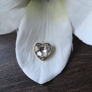 Crystal/goud hart 15*13mm RVS