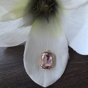 Pink - goud rechthoek 18*12mm