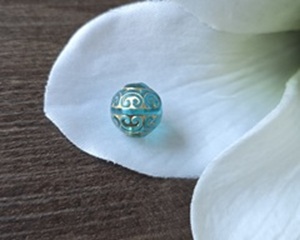 Rond Teal blue - goud 12mm