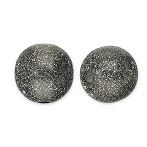 Zwart/zilver glitter 8mm